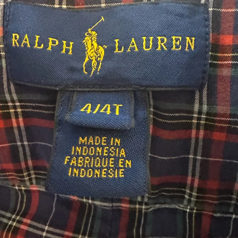 Ralph‎ Lauren boys shirt 4t Kids Plaid Button Down Red Blue Americana school